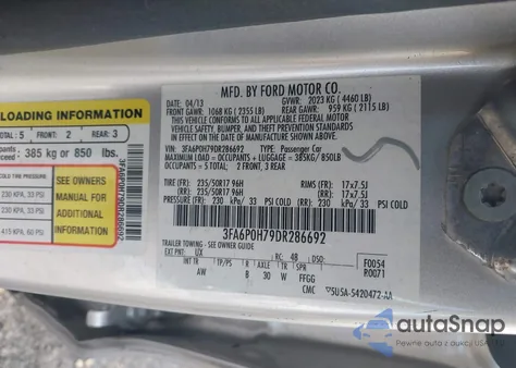 2013 Ford Fusion Se from USA, damaged, VIN 3FA6P0H79DR286692